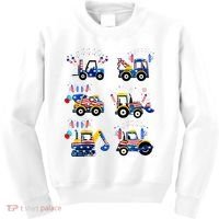 Happy 4th Of July Crane Truck Construction Kids Sweatshirt thumb 0