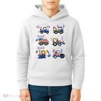 Happy 4th Of July Crane Truck Construction Kids Hoodie thumb 4