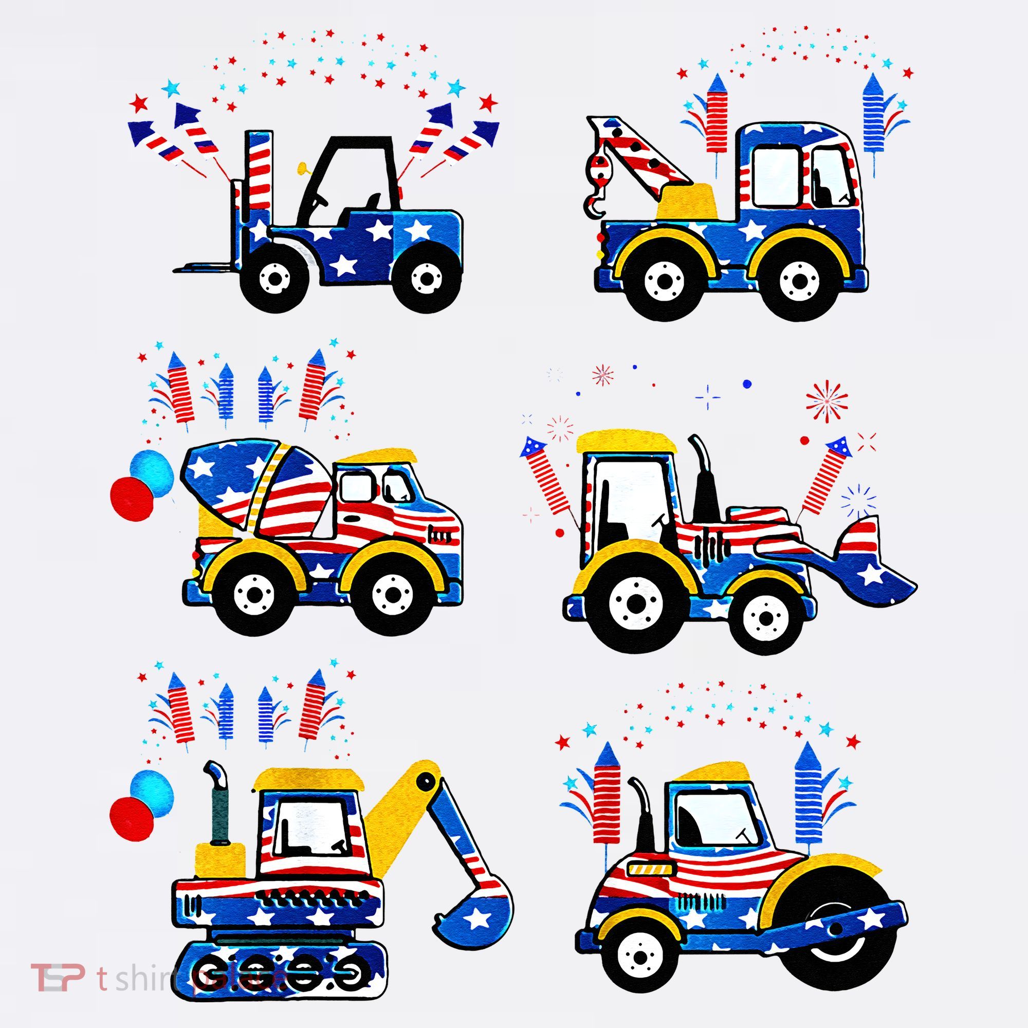 Happy 4th Of July Crane Truck Construction Kids Hoodie