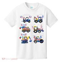 Happy 4th Of July Crane Truck Construction Kids T-Shirt thumb 0
