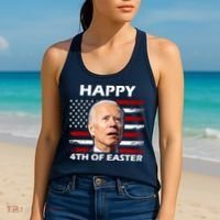 Happy 4th Of Easter Joe Biden Funny Women's Tank Top thumb 2