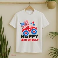 Happy 4th Of July Monster Truck American Flag T-Shirt thumb 2