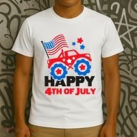 Happy 4th Of July Monster Truck American Flag T-Shirt thumb 3