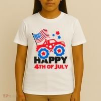 Happy 4th Of July Monster Truck American Flag T-Shirt thumb 4