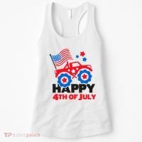 Happy 4th Of July Monster Truck American Flag Women's Tank Top thumb 0