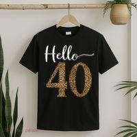 Hello 40 Years Leopard Print 40th Birthday Party Woman Gift T-Shirt thumb 2
