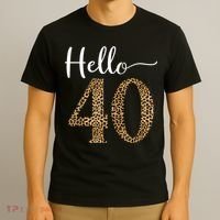 Hello 40 Years Leopard Print 40th Birthday Party Woman Gift T-Shirt thumb 3