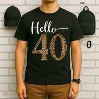 Hello 40 Years Leopard Print 40th Birthday Party Woman Gift T-Shirt thumb 6