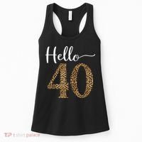 Hello 40 Years Leopard Print 40th Birthday Party Woman Gift Women's Tank Top thumb 0