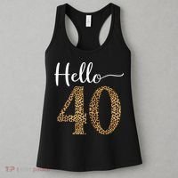 Hello 40 Years Leopard Print 40th Birthday Party Woman Gift Women's Tank Top thumb 3