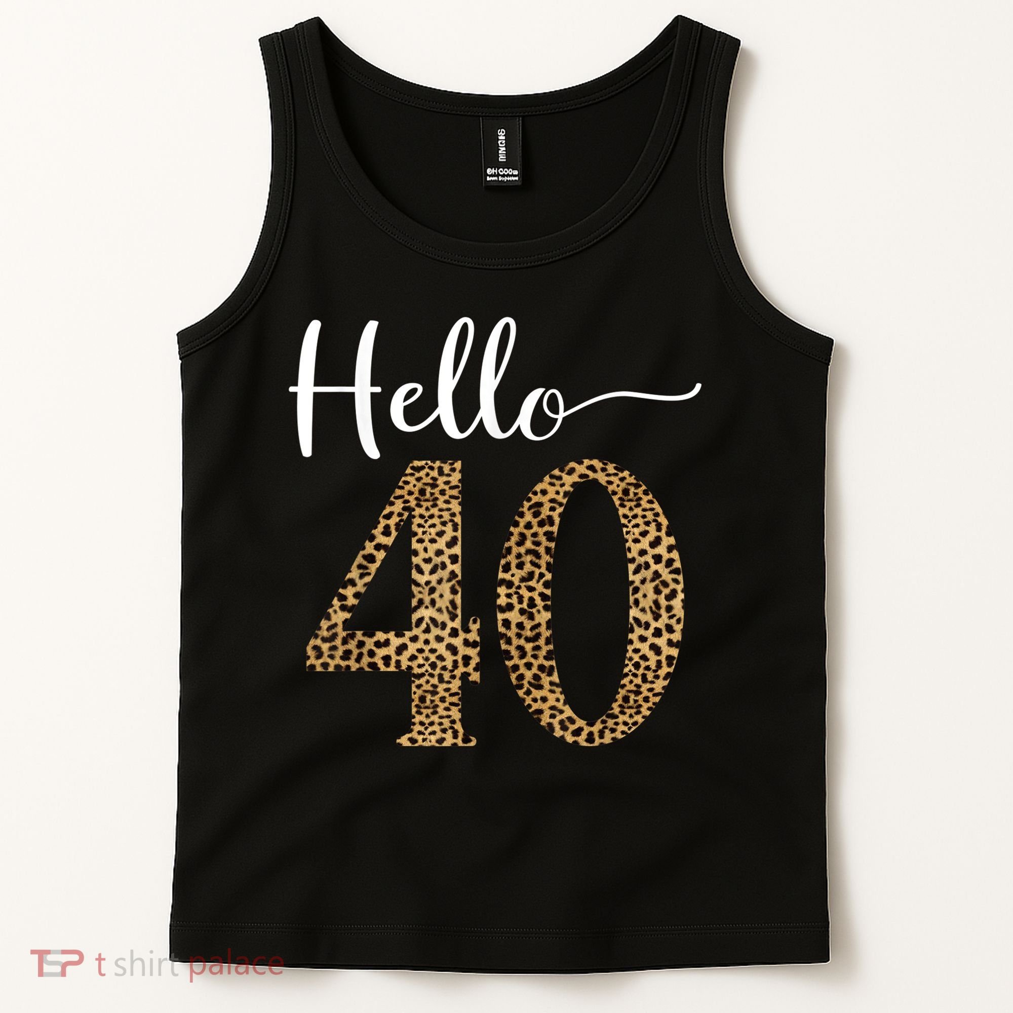 Hello 40 Years Leopard Print 40th Birthday Party Woman Gift Tank Top