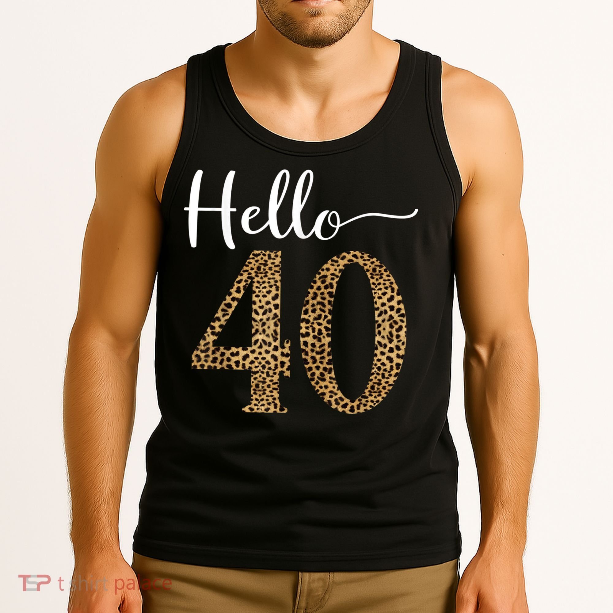 Hello 40 Years Leopard Print 40th Birthday Party Woman Gift Tank Top