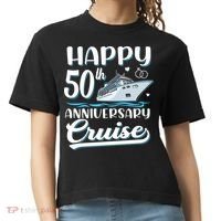 Happy 50th Anniversary Cruise Wedding 50 Years Old Couples Comfort Colors Boxy T-Shirt thumb 0