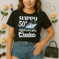 Happy 50th Anniversary Cruise Wedding 50 Years Old Couples Comfort Colors Boxy T-Shirt thumb 2