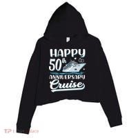 Happy 50th Anniversary Cruise Wedding 50 Years Old Couples Crop Fleece Hoodie thumb 0