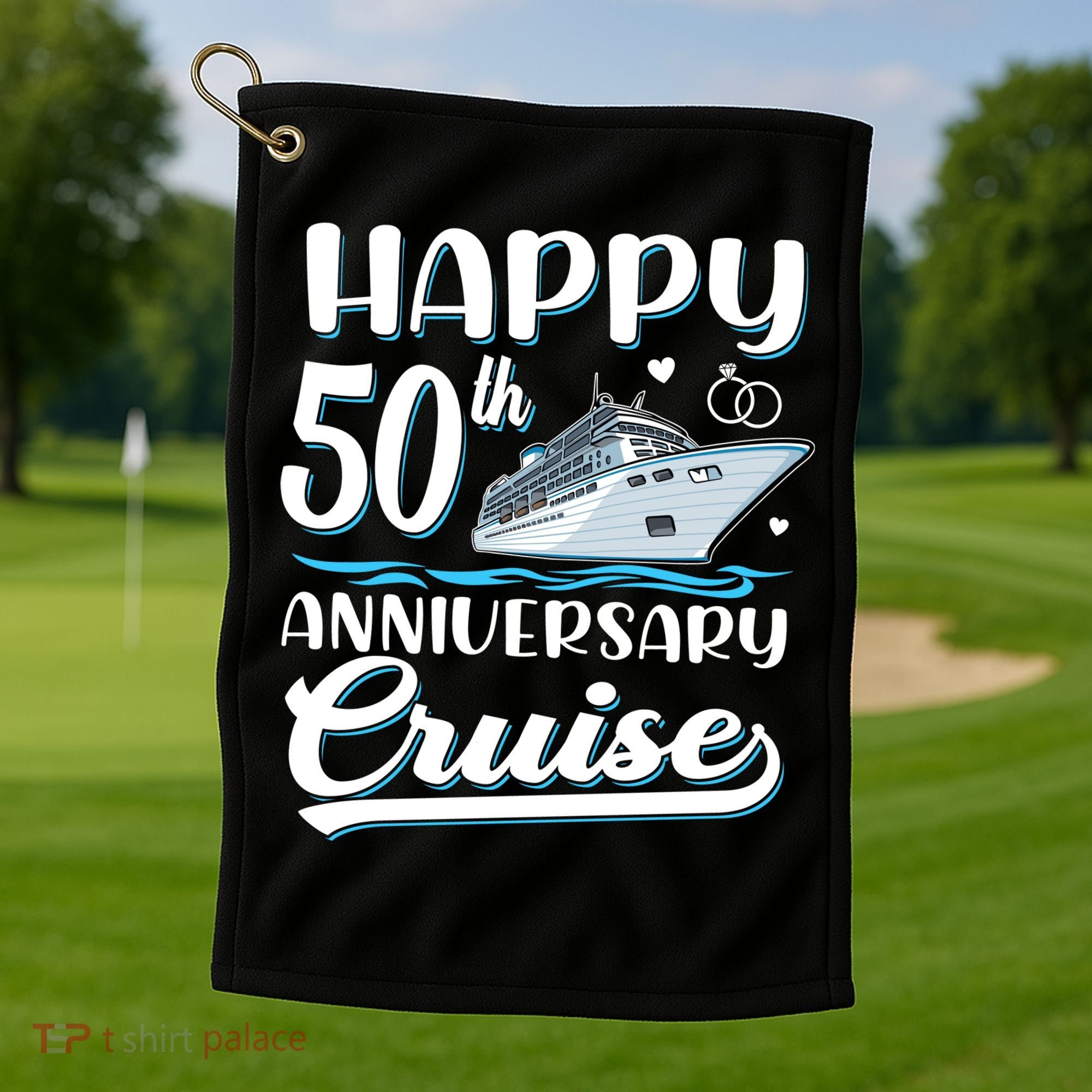 Happy 50th Anniversary Cruise Wedding 50 Years Old Couples Golf Towel