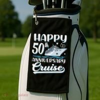 Happy 50th Anniversary Cruise Wedding 50 Years Old Couples Golf Towel thumb 2