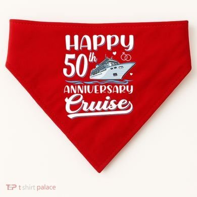 Happy 50th Anniversary Cruise Wedding 50 Years Old Couples USA-Made Doggie Bandana