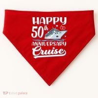 Happy 50th Anniversary Cruise Wedding 50 Years Old Couples USA-Made Doggie Bandana thumb 0