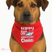 Happy 50th Anniversary Cruise Wedding 50 Years Old Couples USA-Made Doggie Bandana thumb 1