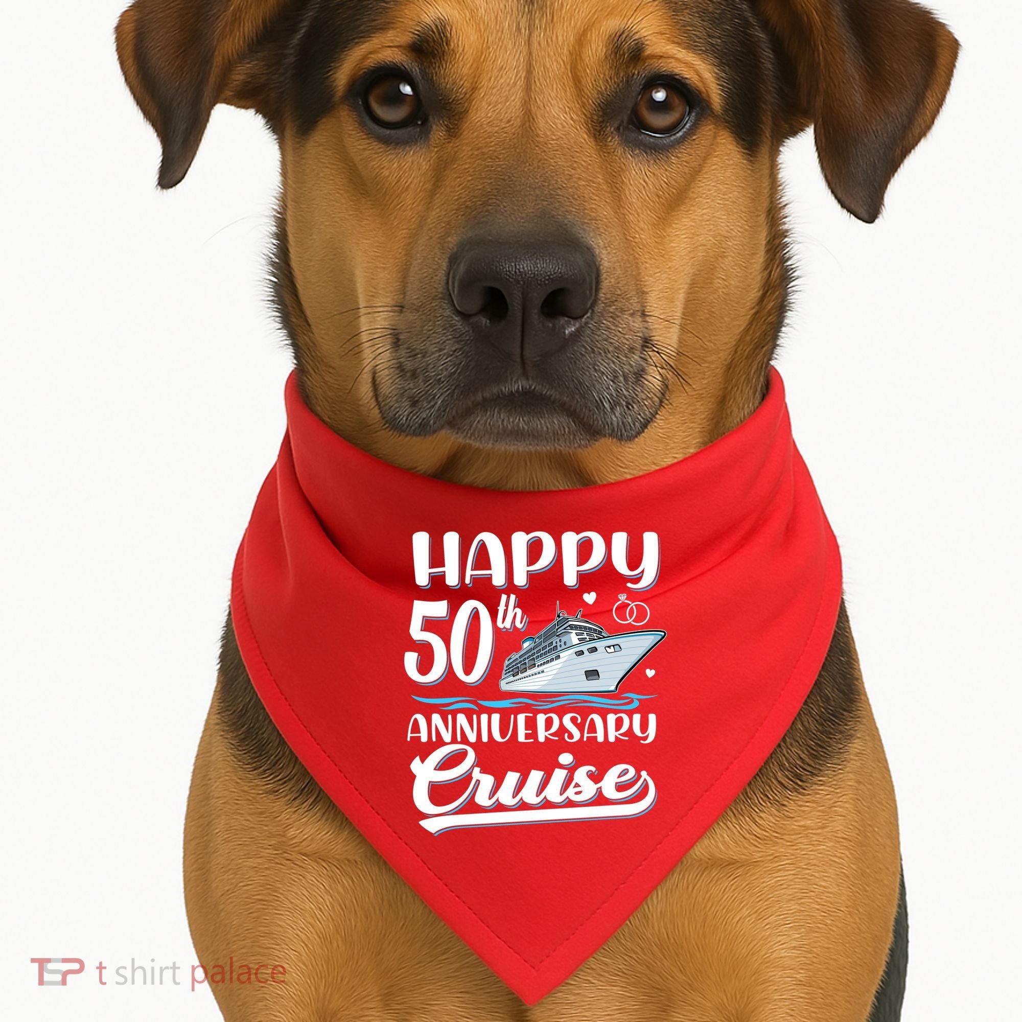 Happy 50th Anniversary Cruise Wedding 50 Years Old Couples USA-Made Doggie Bandana