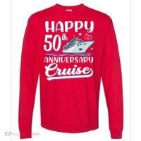 Happy 50th Anniversary Cruise Wedding 50 Years Old Couples Comfort Colors Heavyweight Long Sleeve T-Shirt thumb 0