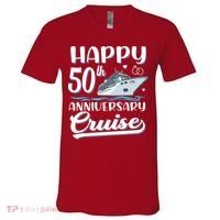 Happy 50th Anniversary Cruise Wedding 50 Years Old Couples V-Neck T-Shirt thumb 0