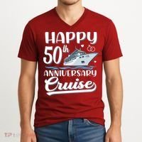 Happy 50th Anniversary Cruise Wedding 50 Years Old Couples V-Neck T-Shirt thumb 2