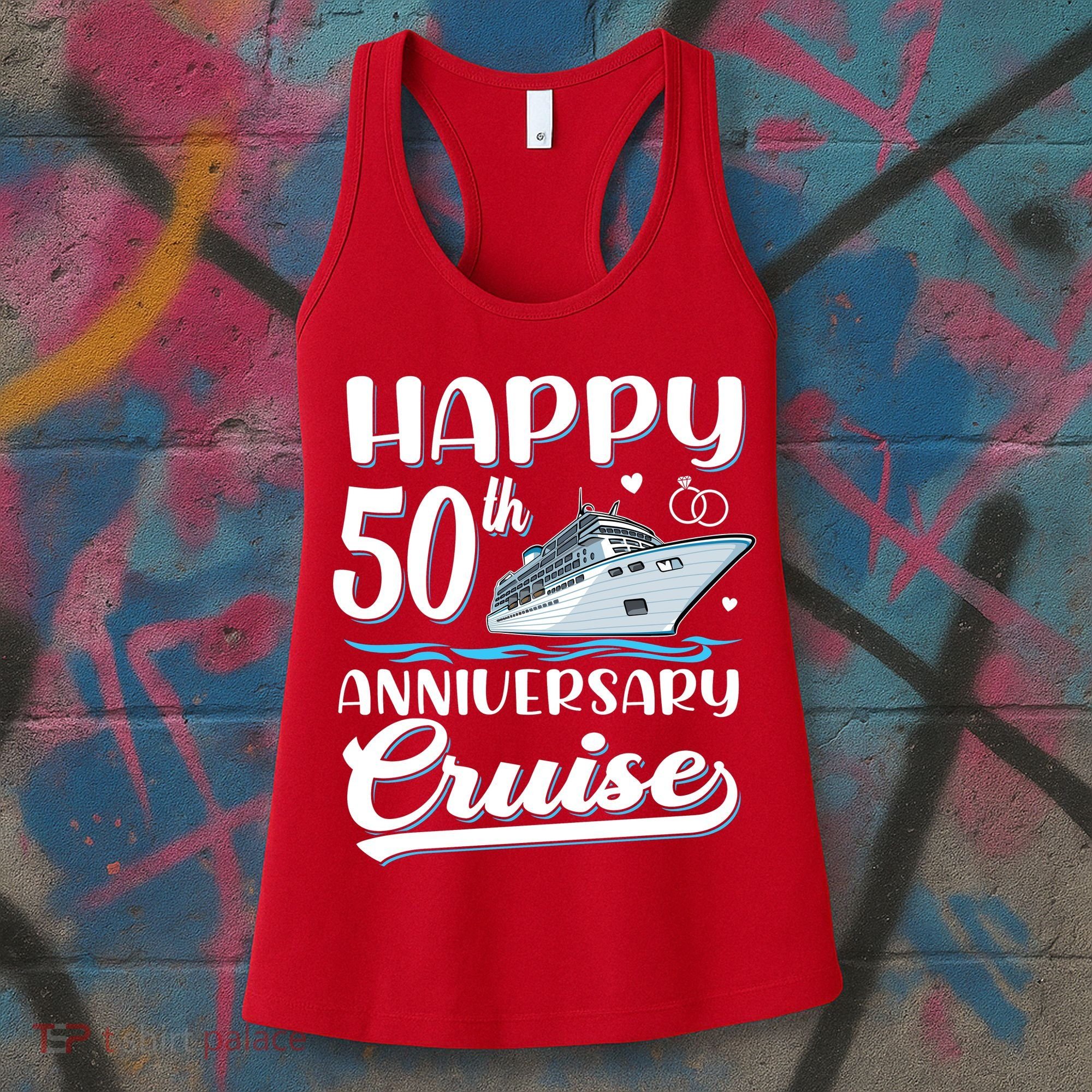 Happy 50th Anniversary Cruise Wedding 50 Years Old Couples Women's Tank Top