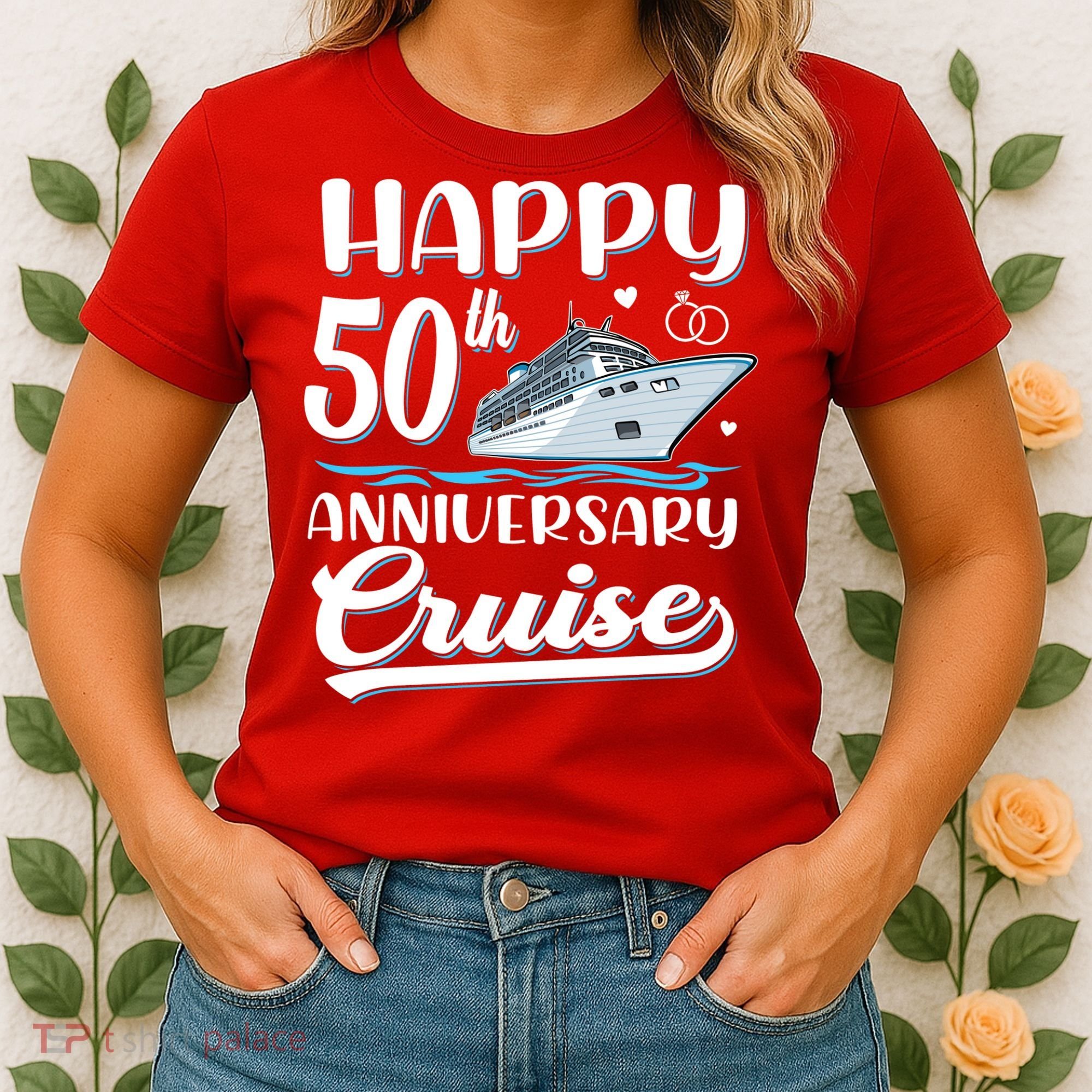 Happy 50th Anniversary Cruise Wedding 50 Years Old Couples Women's T-Shirt