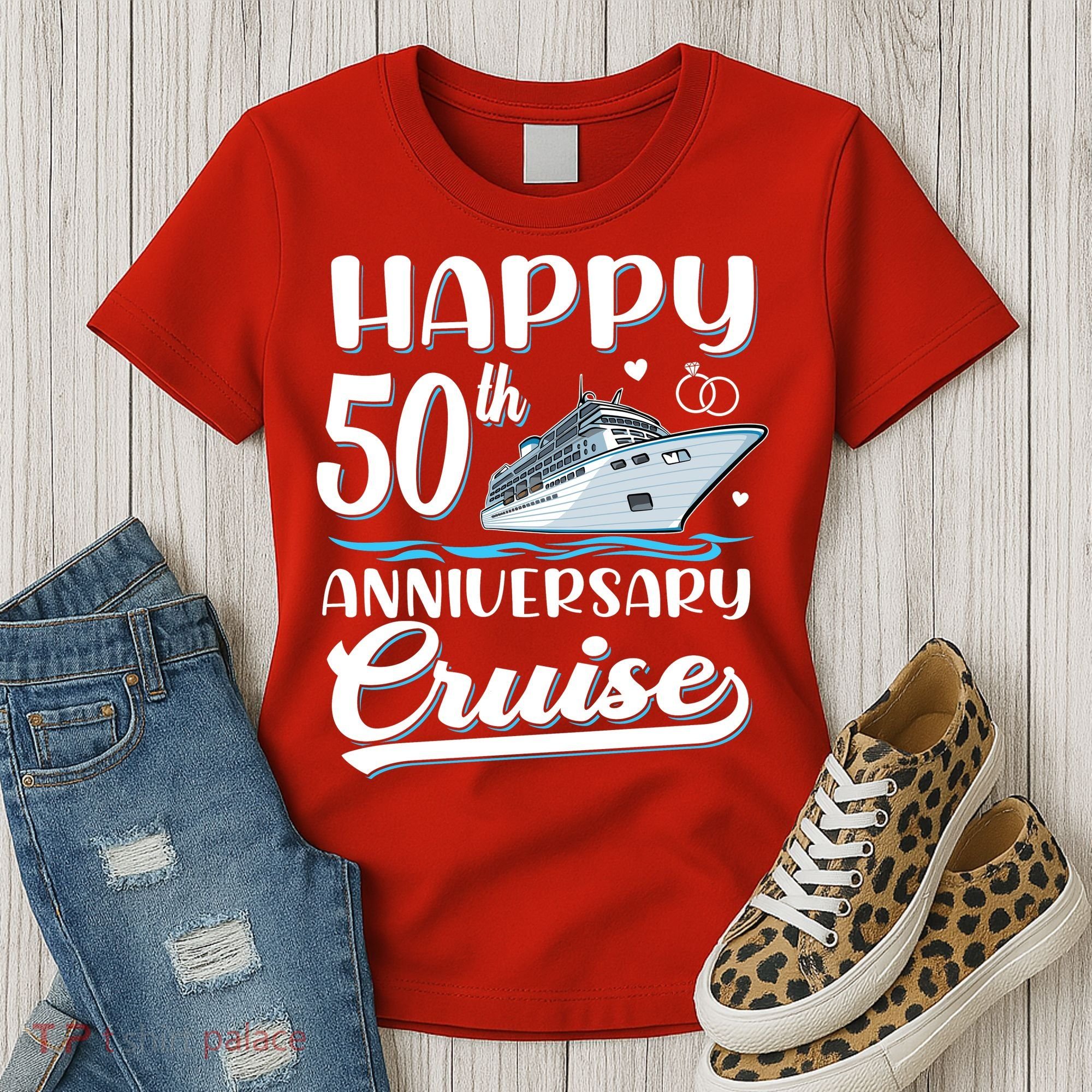 Happy 50th Anniversary Cruise Wedding 50 Years Old Couples Women's T-Shirt