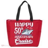 Happy 50th Anniversary Cruise Wedding 50 Years Old Couples Tote Bag thumb 0