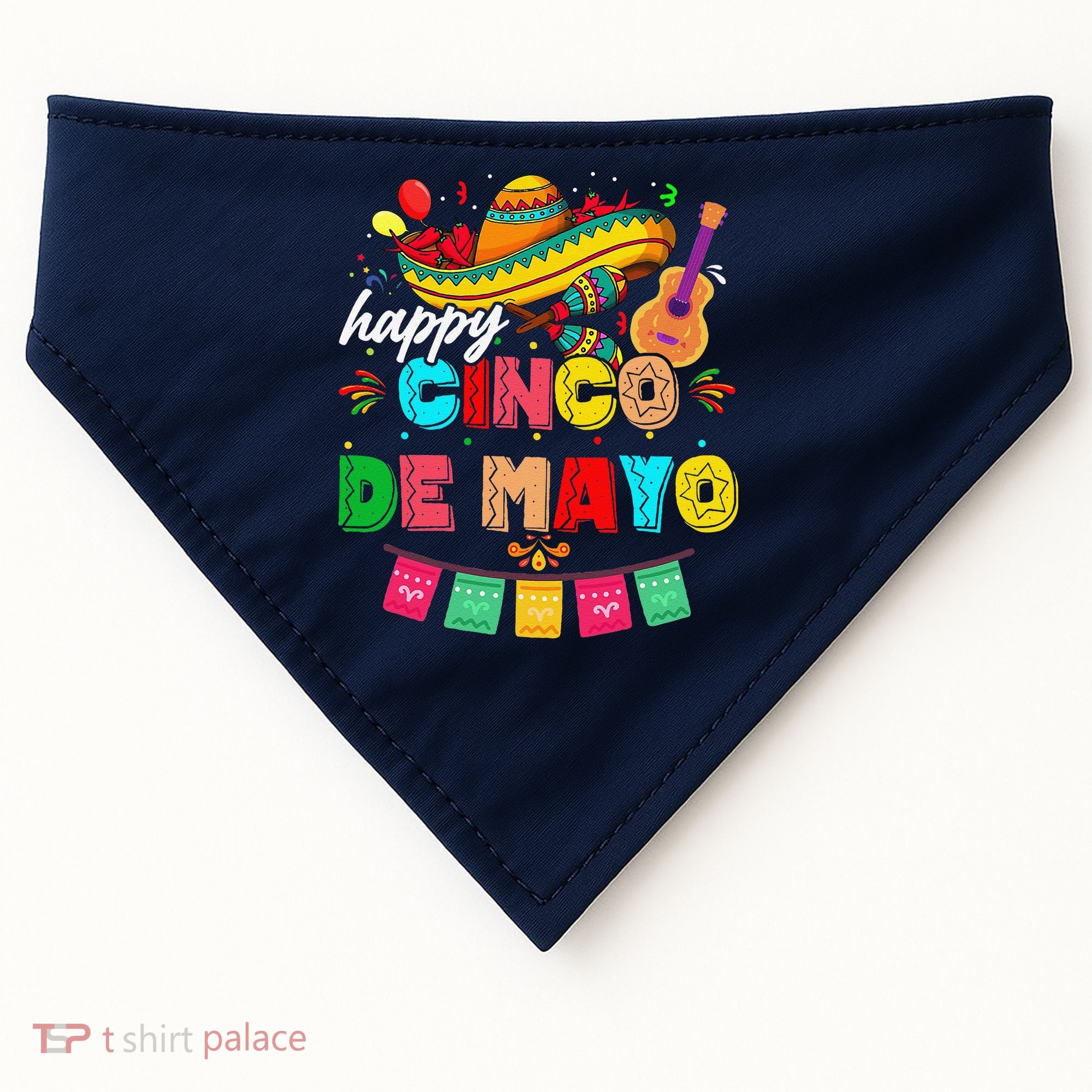 Happy 5 De Mayo Lets Fiesta Viva Mexico Cinco De Mayo USA-Made Doggie Bandana