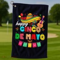 Happy 5 De Mayo Lets Fiesta Viva Mexico Cinco De Mayo Golf Towel thumb 1
