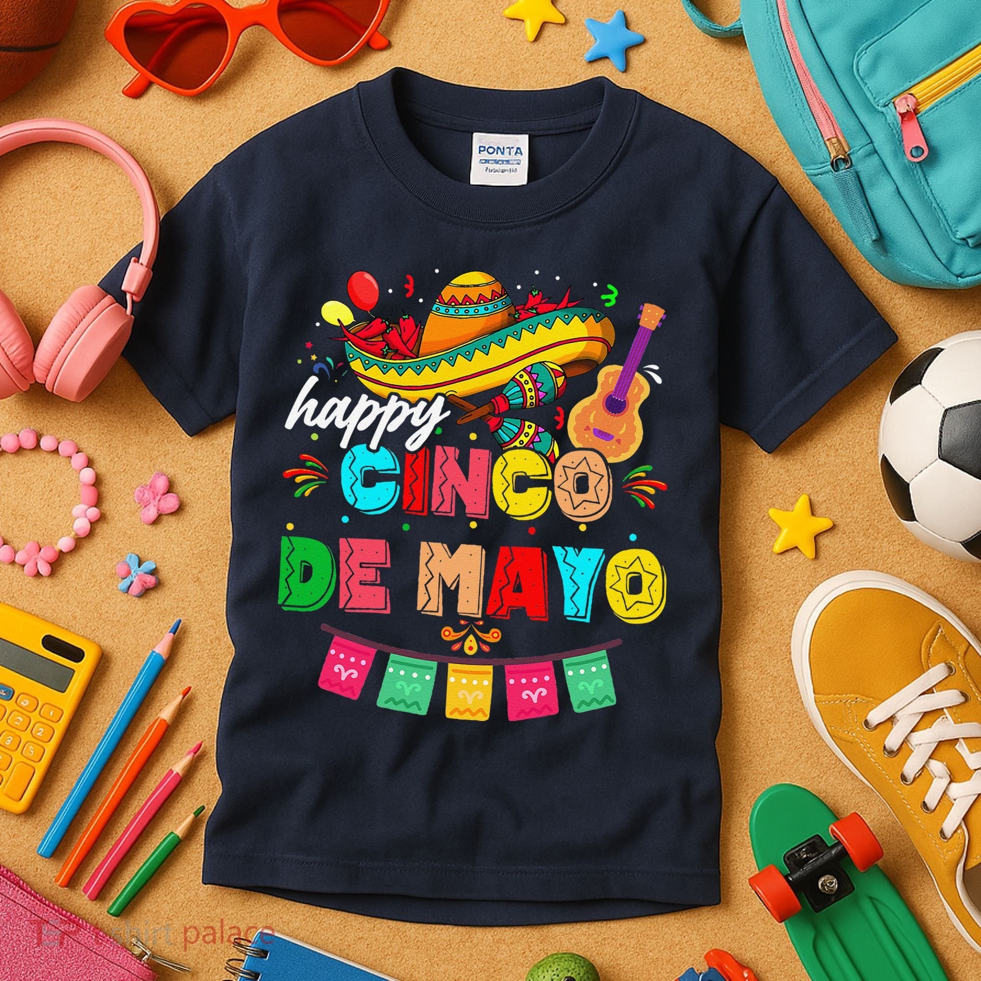 Happy 5 De Mayo Lets Fiesta Viva Mexico Cinco De Mayo Kids T-Shirt