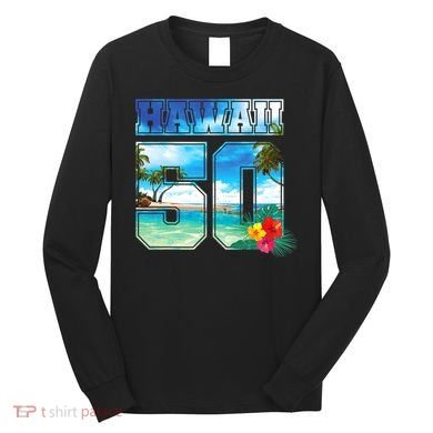 Hawaii 50th State Hawaii Hibiscus 50 Long Sleeve Shirt