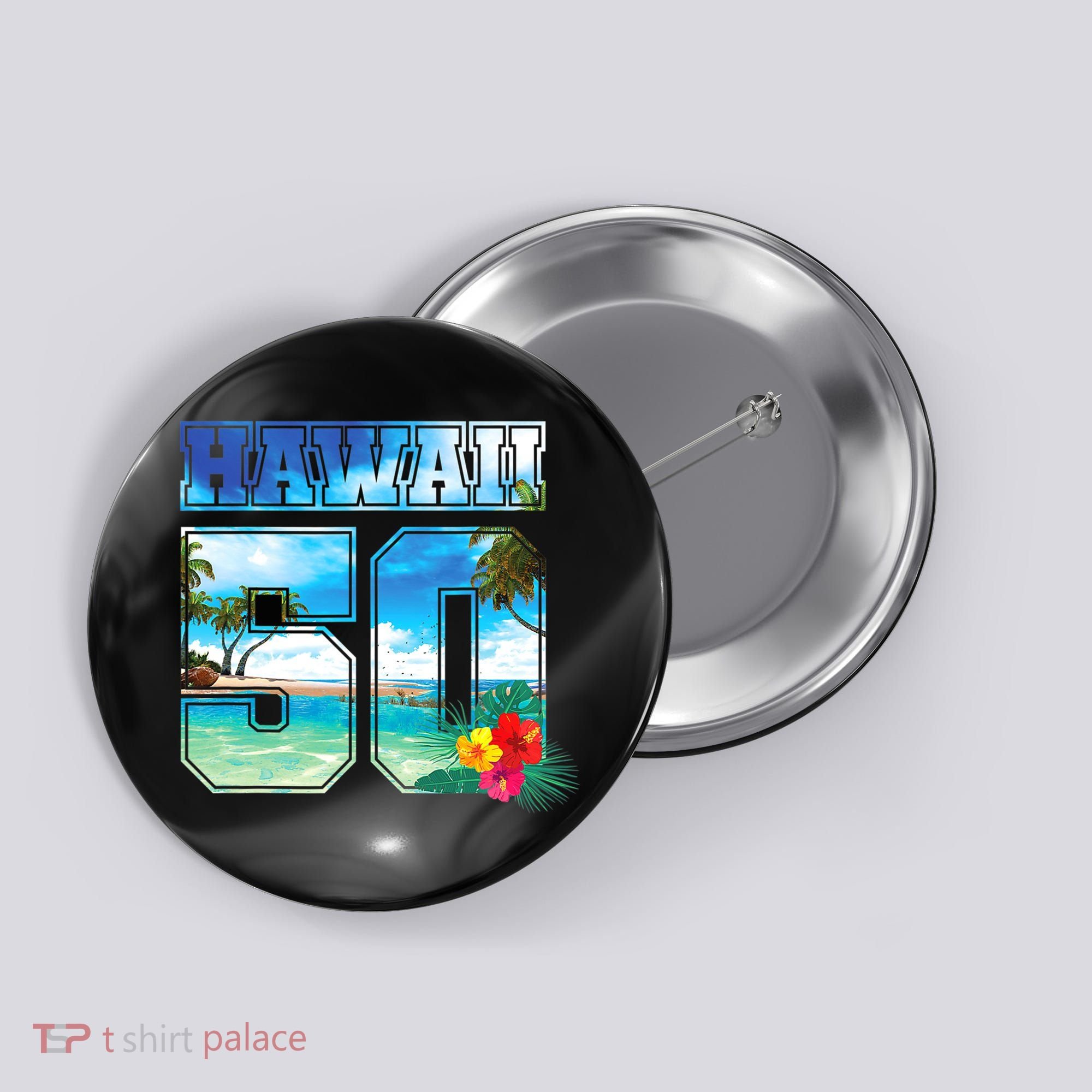 Hawaii 50th State Hawaii Hibiscus 50 Button