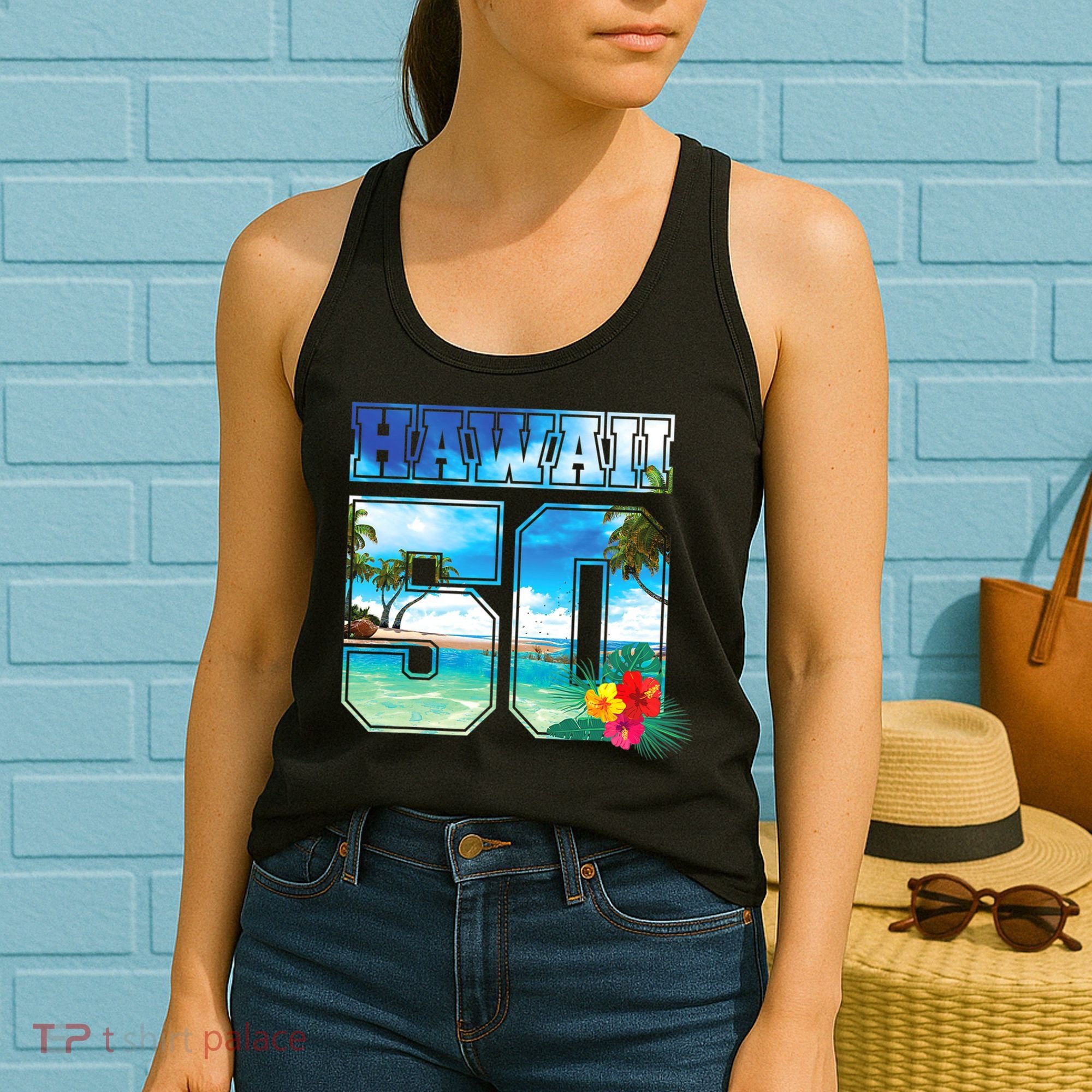 Hawaii 50th State Hawaii Hibiscus 50 Women's Tank Top