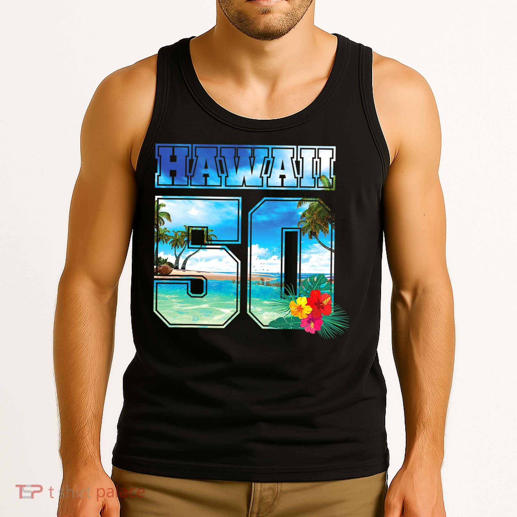 Hawaii 50th State Hawaii Hibiscus 50 Tank Top