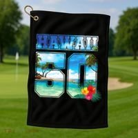 Hawaii 50th State Hawaii Hibiscus 50 Golf Towel thumb 1