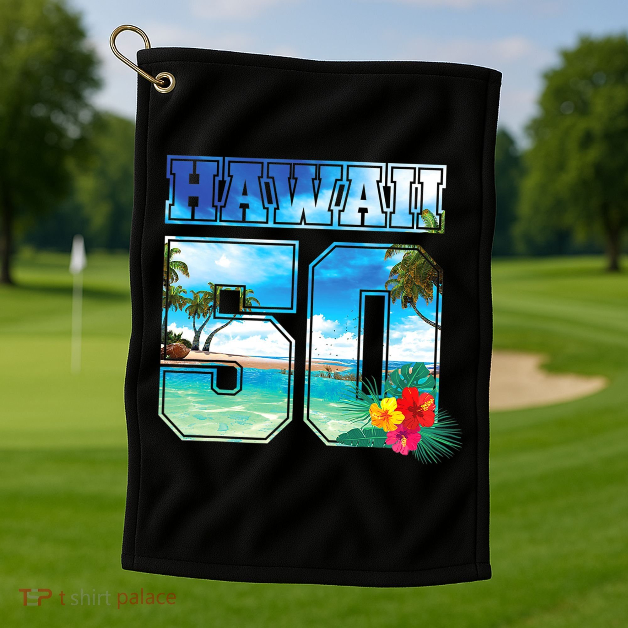 Hawaii 50th State Hawaii Hibiscus 50 Golf Towel