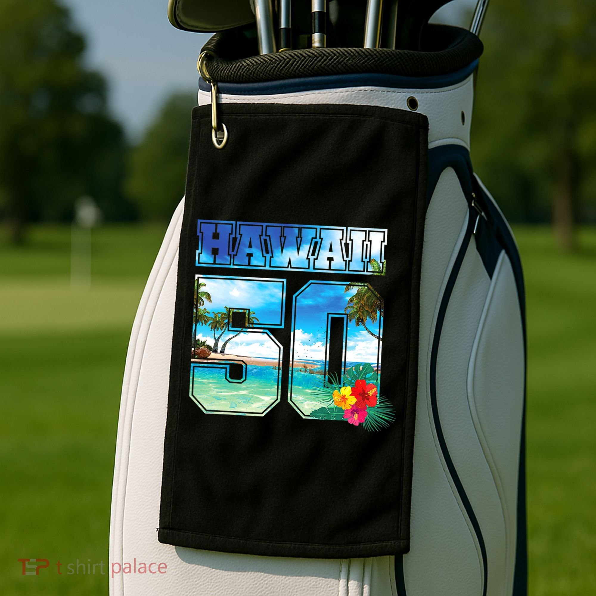 Hawaii 50th State Hawaii Hibiscus 50 Golf Towel