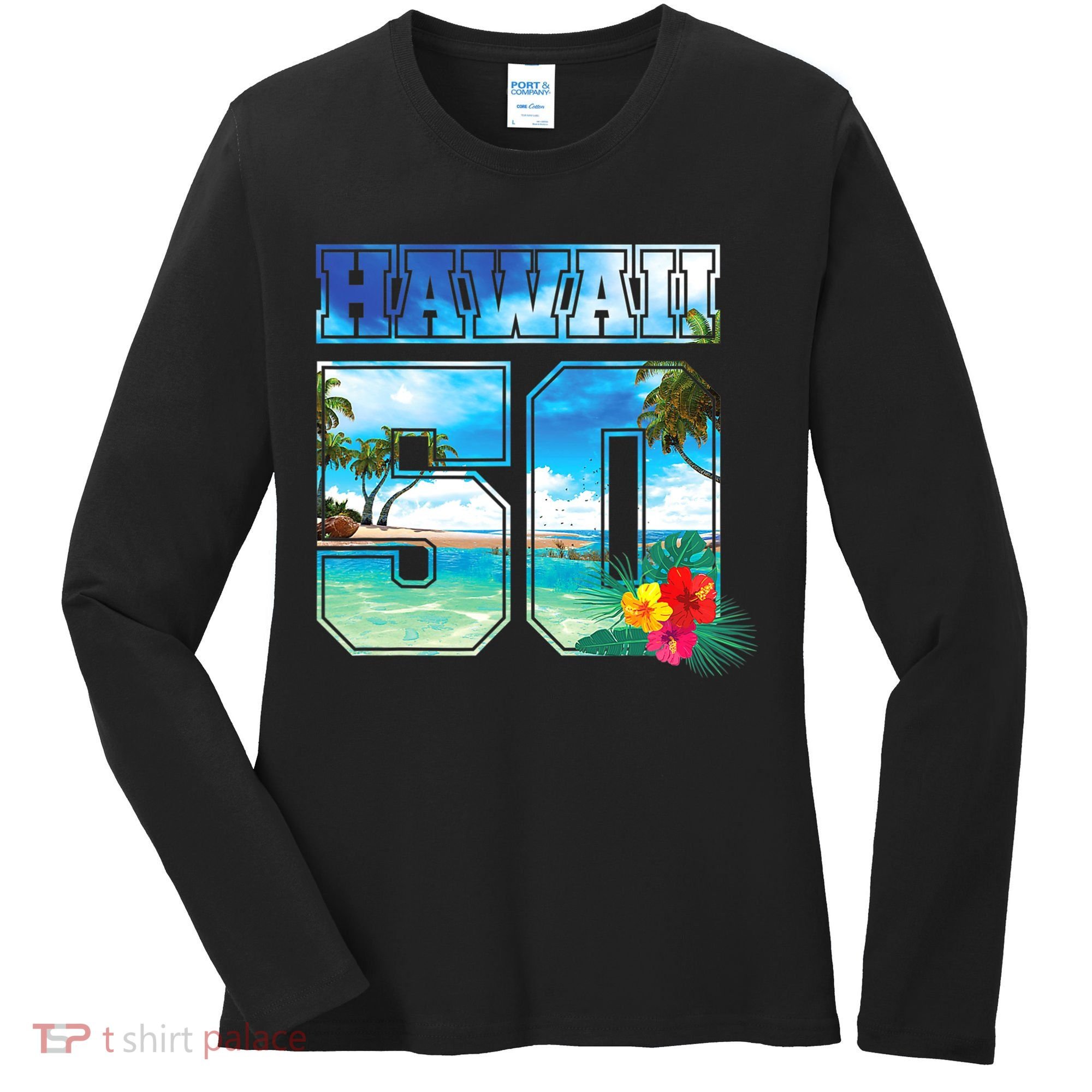 Hawaii 50th State Hawaii Hibiscus 50 Women's Long Sleeve Shirt
