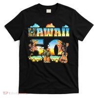 Hawaii 50Th State Hawaiian Beach Hibiscus 50 Maui Sunset T-Shirt thumb 0