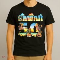 Hawaii 50Th State Hawaiian Beach Hibiscus 50 Maui Sunset T-Shirt thumb 3