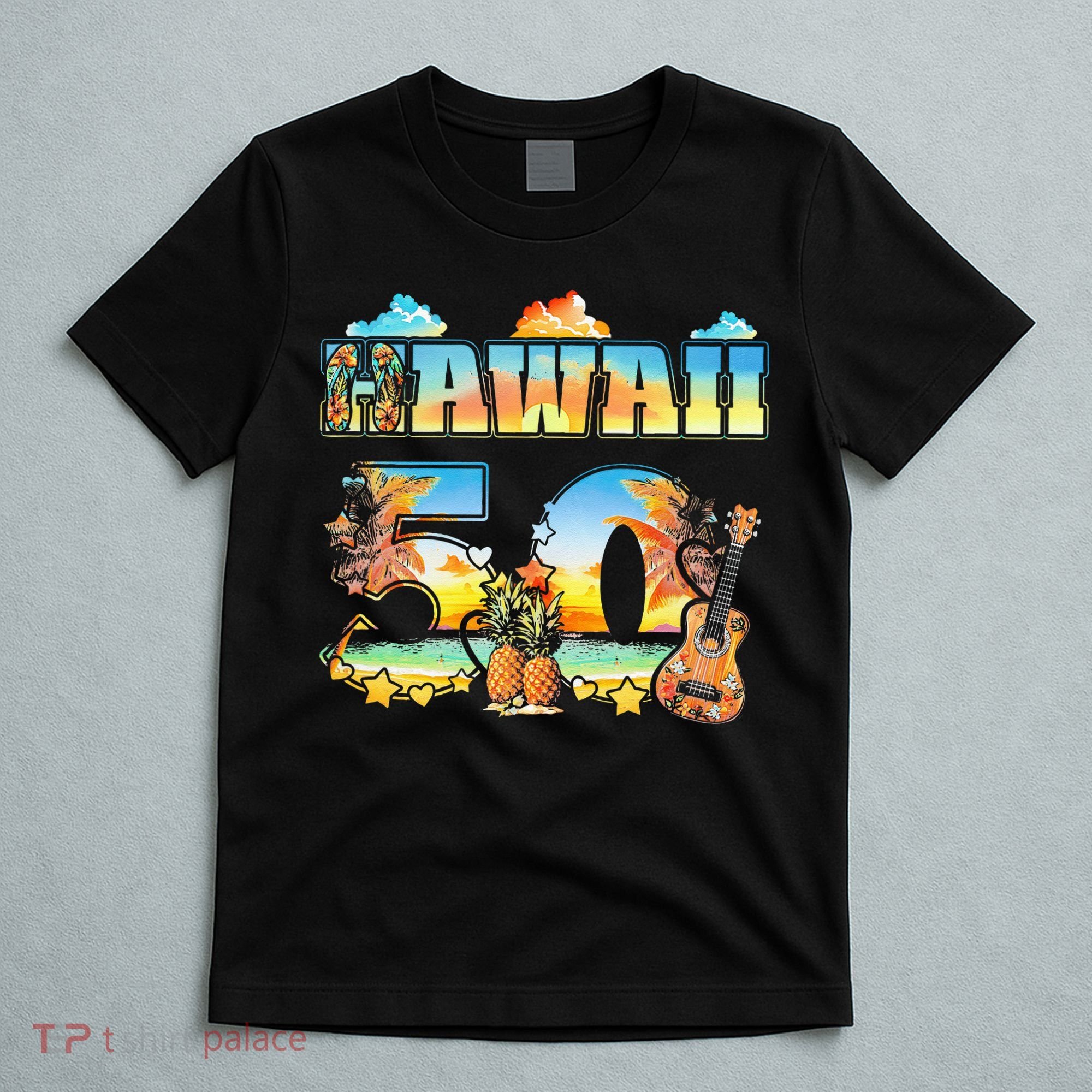Hawaii 50Th State Hawaiian Beach Hibiscus 50 Maui Sunset T-Shirt