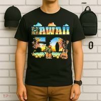 Hawaii 50Th State Hawaiian Beach Hibiscus 50 Maui Sunset T-Shirt thumb 6