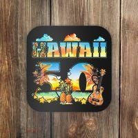 Hawaii 50Th State Hawaiian Beach Hibiscus 50 Maui Sunset Coaster thumb 0