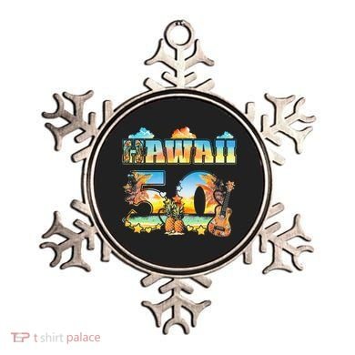 Hawaii 50Th State Hawaiian Beach Hibiscus 50 Maui Sunset Ornament