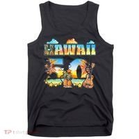 Hawaii 50Th State Hawaiian Beach Hibiscus 50 Maui Sunset Tank Top thumb 0
